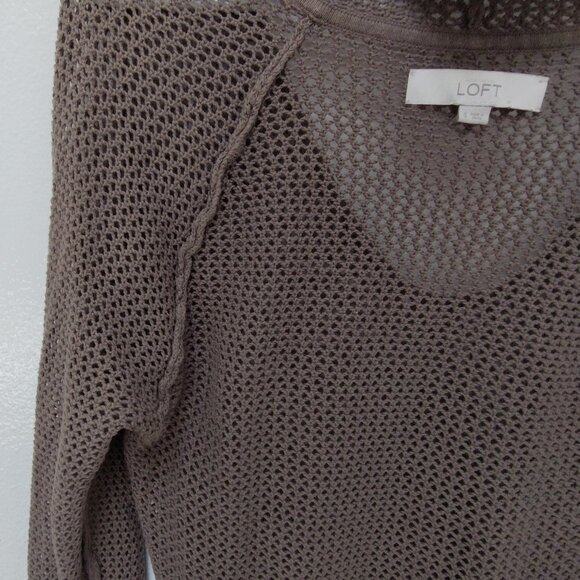 Ann Taylor Loft Open Stitch Hoodie • 100% Cotton • Sm • Taupe - Picture 16 of 16